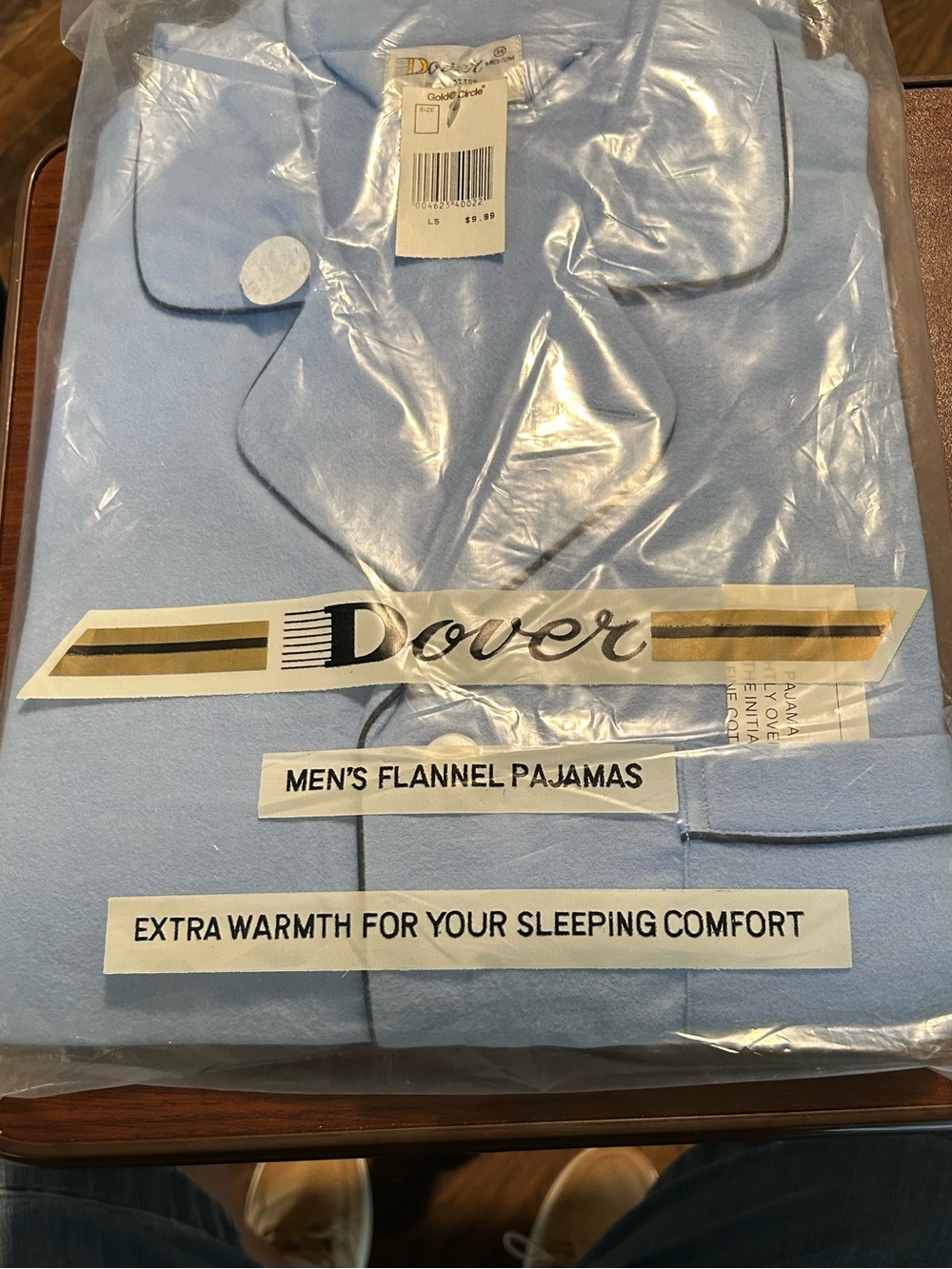 NOS Dover men’s medium flannel pajamas, 100% cotton light blue with blue piping
